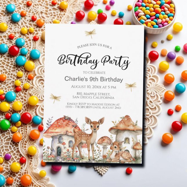Boho Woodland Forest Animals 9th Birthday Party Invitation (Creator Uploaded)