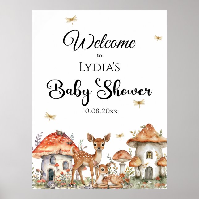 Boho Woodland Forest Animals Baby Shower Welcome Poster (Front)