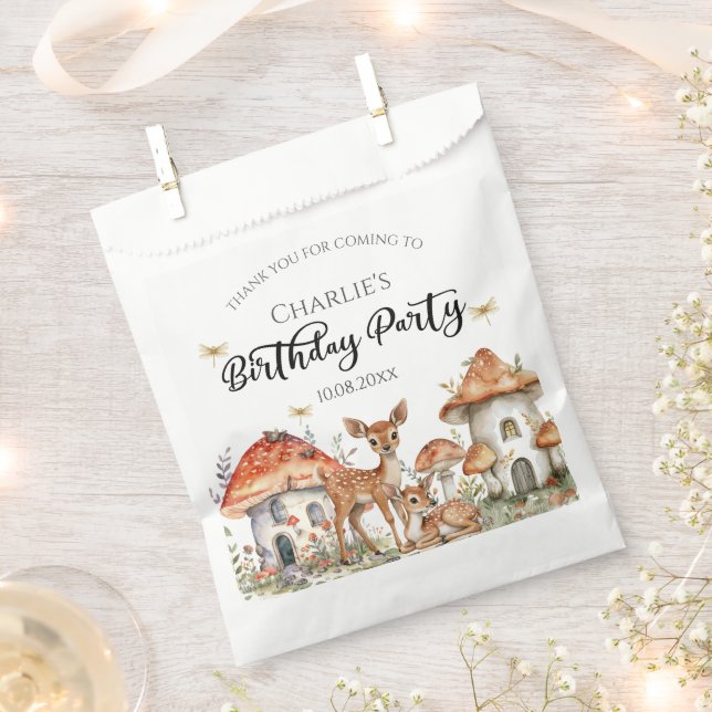 Boho Woodland Forest Animals Birthday Party Favor Bag (Clipped)