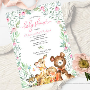 Boho Woodland Forest Friends Baby Shower Invitation