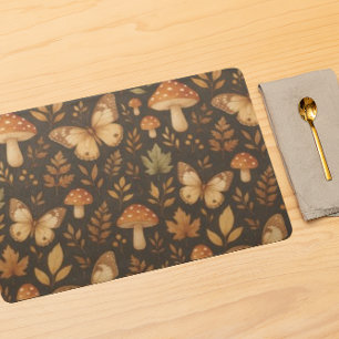 Boho Woodland Forest Mushrooms    Fall Colors Cloth Placemat