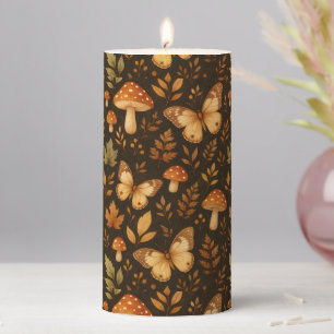 Boho Woodland Forest Mushrooms Pillar Candle