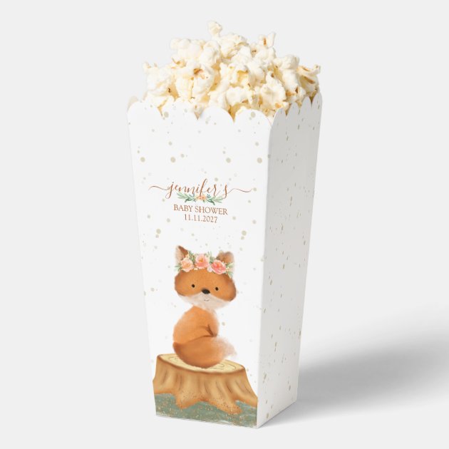 Boho Woodland Fox Baby Shower Floral Wreath Favor Boxes