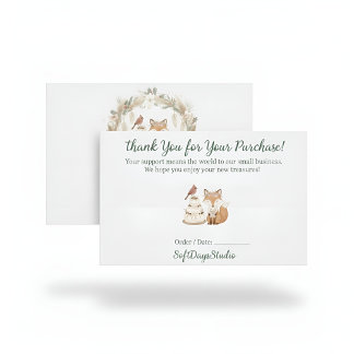 Boho Woodland Fox Small Business Thank You Card