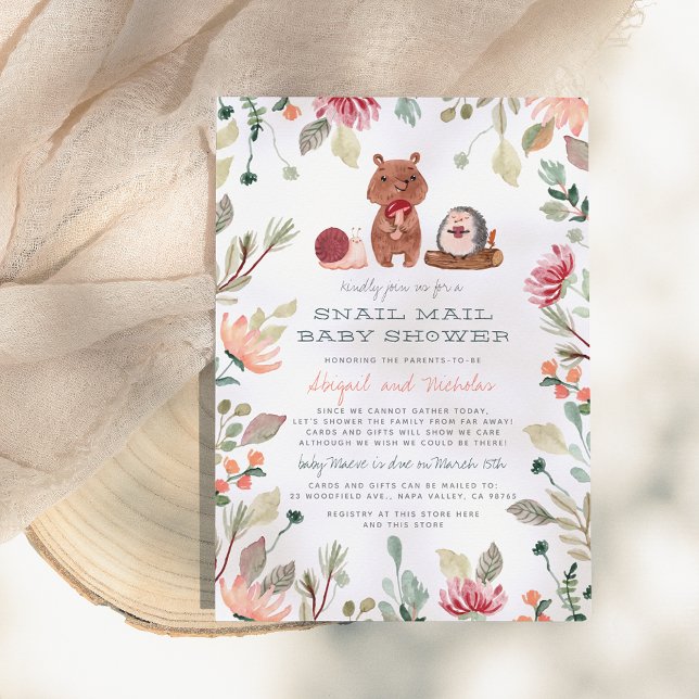 Boho Woodland Greenery Snail Mail Baby Shower Invitation (Creator Uploaded)