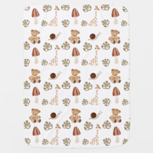Boho Woodland Jungle Animal Pattern Baby Blanket