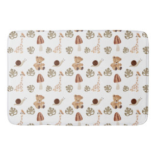 Boho Woodland Jungle Animal Pattern Bath Mat
