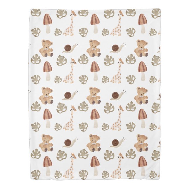 Boho Woodland Jungle Animal Pattern Duvet Cover (Front)