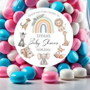 Boho Woodland Jungle Animals Baby Shower Classic Round Sticker