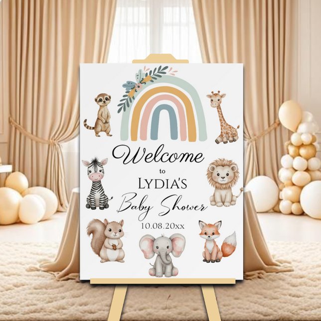 Boho Woodland Jungle Animals Baby Shower Welcome Foam Board (Creator Uploaded)
