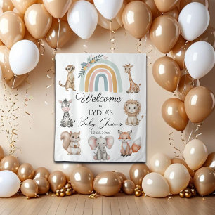 Boho Woodland Jungle Animals Baby Shower Welcome Tapestry