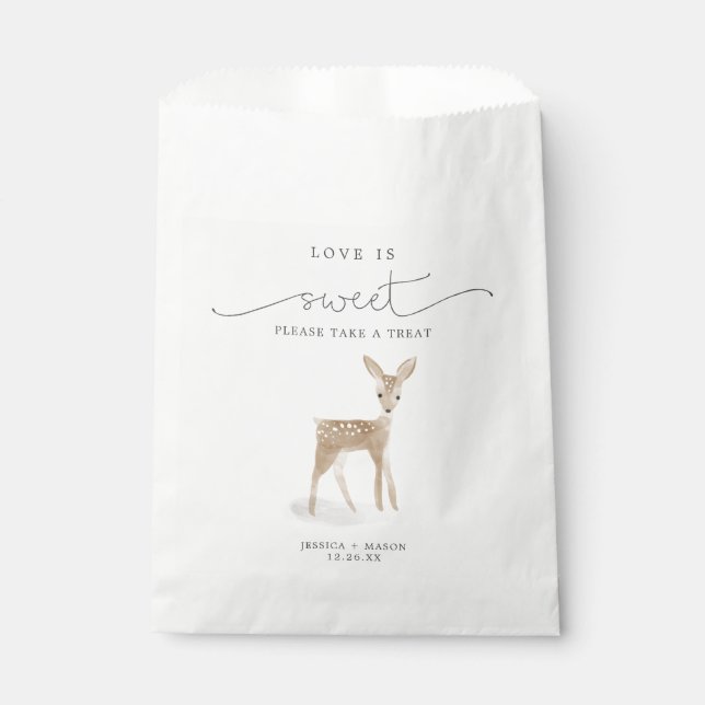 Boho Woodland Love is Sweet Favors Bag Deer (Front)