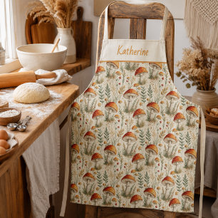 Boho Woodland Mushroom Pattern Apron