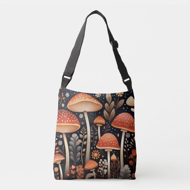 Boho Woodland mushroom pattern Crossbody Bag (Front)