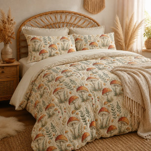 Boho Woodland Mushroom Pattern Pillow Case
