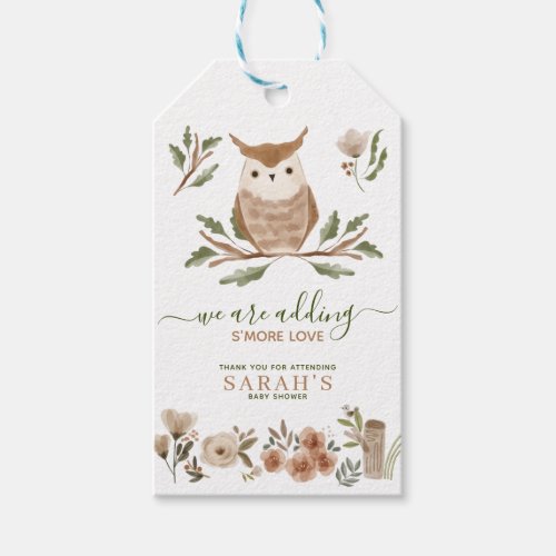 Boho Woodland Owl Baby Shower Gift Tags