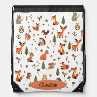 Boho Woodland Personalized Baby Drawstring Bag