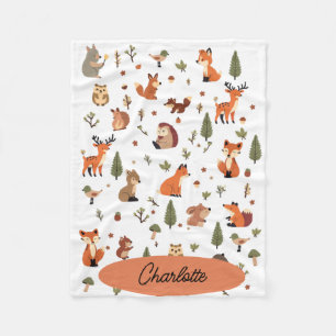 Boho Woodland Personalized Baby Fleece Blanket
