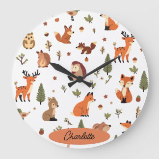 Boho Woodland Personalized Baby Large Clock