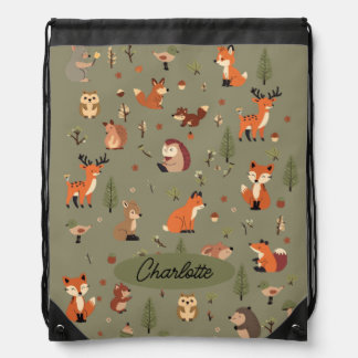Boho Woodland Personalized Drawstring Bag