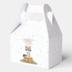 Boho Woodland Raccoon Baby Shower Floral Script Favor Boxes