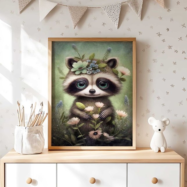 Boho Woodland Raccoon Wall Art for Nursery (Boho Woodland Raccoon Wall Art for Nursery by TinkPrints.)