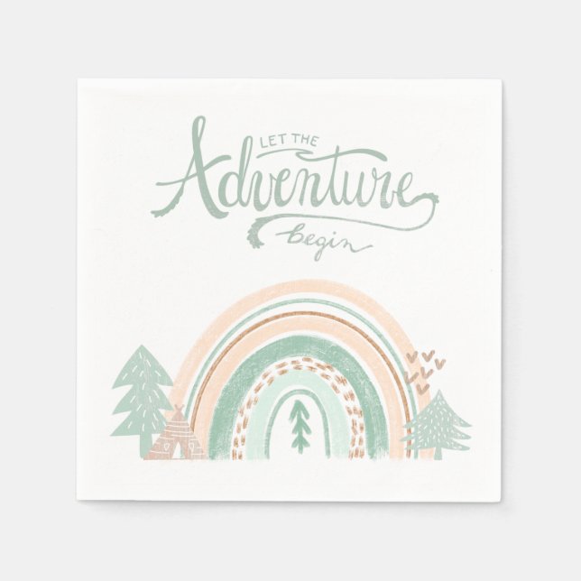 Boho Woodland Rainbow Adventure Napkins (Front)