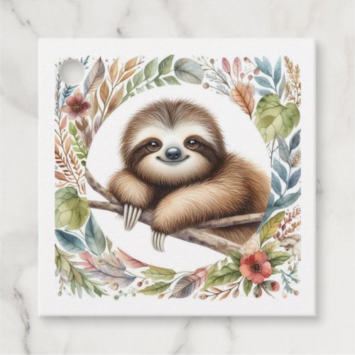 Boho Woodland Sloth Baby Shower Favor Tags