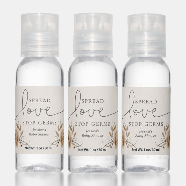 Boho Woodland Spread Love Baby Shower Hand Sanitizer (Set)