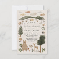 Boho Woodland Virtual Baby Shower Invitation Card