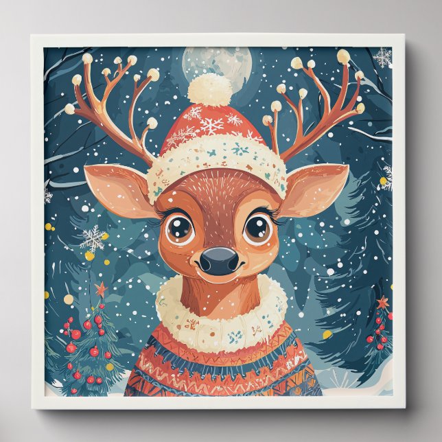 Boho Woodland Winter Deer Peel And Stick Photo Tile (Front Set)