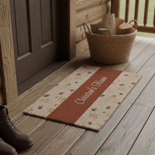 Boho Woodland Winterberry Monogram Fiber Doormat