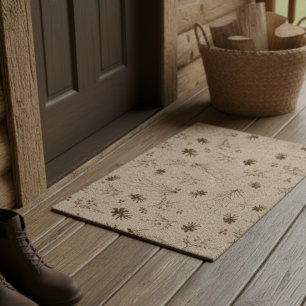 Boho Woodland Winterberry Pattern Fiber Doormat