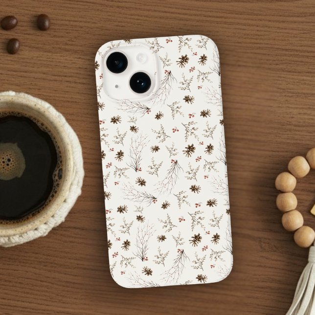 Boho Woodland Winterberry Pattern Iphone Case (Creator Uploaded)