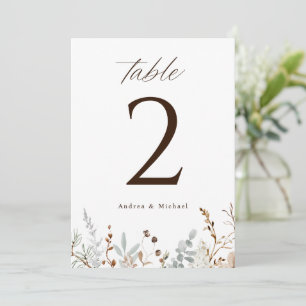 Boho Woodsy Field Wildflower Wedding Table Numbers