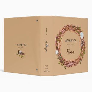 Boho Woven Twig Bridal Recipes 3 Ring Binder