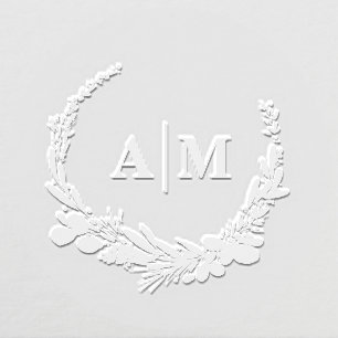 Boho wreath and  Initials Embosser