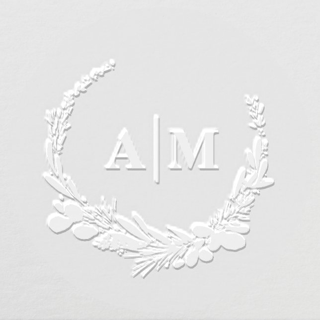 Boho wreath and  Initials Embosser (Design)