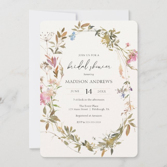 Boho Wreath Bridal Shower Invitation (Front)