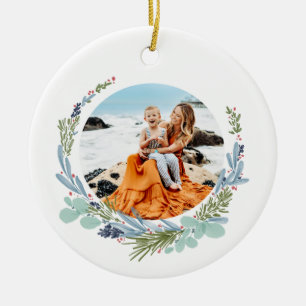 Boho Wreath Merry Christmas Modern Design Ceramic Ornament