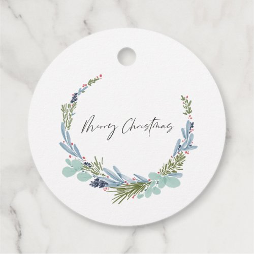 Boho Wreath Merry Christmas Modern Design Favor Tags