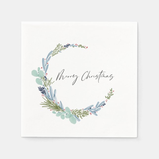 Boho Wreath Merry Christmas Modern Design Napkins (Front)