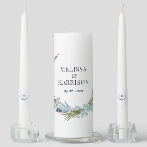 Boho Wreath Wedding Design Unity Candle Set