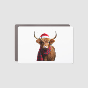 Boho Xmas Christmas Highland Cow T-Shirt (1) Car Magnet