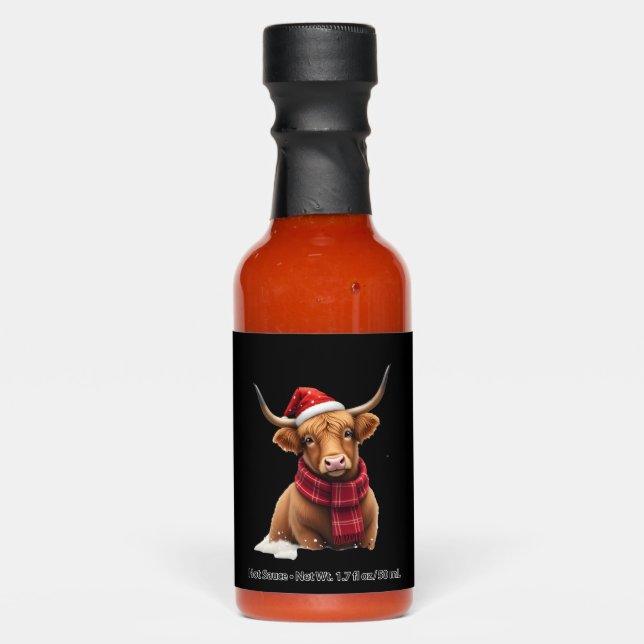 Boho Xmas Christmas Highland Cow T-Shirt (1) Hot Sauces (Front)