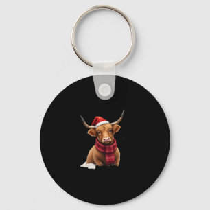 Boho Xmas Christmas Highland Cow T-Shirt (1) Keychain