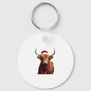 Boho Xmas Christmas Highland Cow T-Shirt (1) Keychain