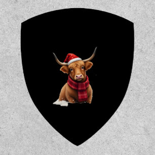 Boho Xmas Christmas Highland Cow T-Shirt (1) Patch