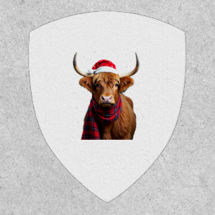 Boho Xmas Christmas Highland Cow T-Shirt (1) Patch
