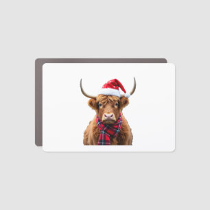 Boho Xmas Christmas Highland Cow T-Shirt (2) Car Magnet